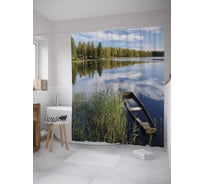 Штора (занавеска) для ванной JoyArty "Затонувшая лодка" из сатена, 180х200 см с крючками, sc_31482