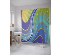 Штора (занавеска) для ванной JoyArty "Яркие асбтрактные волны" из сатена, 180х200 см с крючками, sc_31341