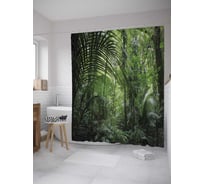 Штора (занавеска) для ванной JoyArty "Таинственные джунгли" из сатена, 180х200 см с крючками, sc_31261