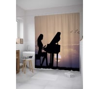 Штора (занавеска) для ванной JoyArty "Игра на рояле" из сатена, 180х200 см с крючками, sc_31387