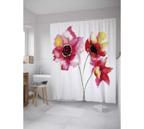 Штора (занавеска) для ванной JoyArty "Букет гуашью" из сатена, 180х200 см с крючками, sc_31478