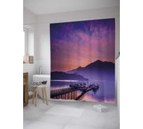 Штора (занавеска) для ванной JoyArty "Потрясающий закат" из сатена, 180х200 см с крючками, sc_31219
