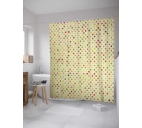 Штора (занавеска) для ванной JoyArty "Разнокалиберный горошек" из сатена, 180х200 см с крючками, sc_31395