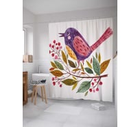 Штора (занавеска) для ванной JoyArty "Птичий портрет" из сатена, 180х200 см с крючками, sc_30237