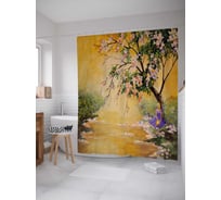 Штора (занавеска) для ванной JoyArty "Рисунок художника" из сатена, 180х200 см с крючками, sc_30201