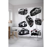 Штора (занавеска) для ванной JoyArty "Однотонные автомобили" из сатена, 180х200 см с крючками, sc_31228