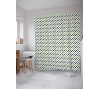 Штора (занавеска) для ванной JoyArty "Разноцветные диагональные швы" из сатена, 180х200 см с крючками, sc_31799