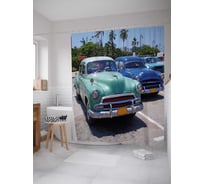 Штора (занавеска) для ванной JoyArty "Машины 80-ых" из сатена, 180х200 см с крючками, sc_30154