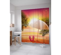 Штора (занавеска) для ванной JoyArty "Цветистый закат" из сатена, 180х200 см с крючками, sc_30269