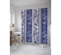Штора (занавеска) для ванной JoyArty "Полосы народного орнамента" из сатена, 180х200 см с крючками, sc_31332