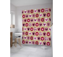 Штора (занавеска) для ванной JoyArty "Влюбленные наклейки" из сатена, 180х200 см с крючками, sc_31401