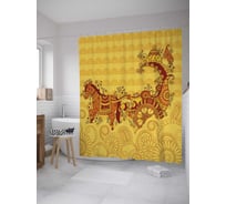 Штора (занавеска) для ванной JoyArty "Лошадь с каретой" из сатена, 180х200 см с крючками, sc_31568