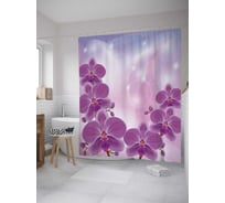 Штора (занавеска) для ванной JoyArty "Веточки орхидеи" из сатена, 180х200 см с крючками, sc_31660