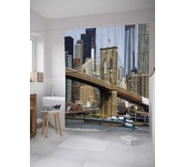 Штора (занавеска) для ванной JoyArty "Городской мост" из сатена, 180х200 см с крючками, sc_31369