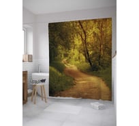 Штора (занавеска) для ванной JoyArty "Вечерний осенний парк" из сатена, 180х200 см с крючками, sc_31300