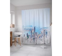 Штора (занавеска) для ванной JoyArty "Живопись городоской панорамы" из сатена, 180х200 см с крючками, sc_30059