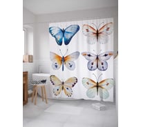 Штора (занавеска) для ванной JoyArty "Разновидность бабочек" из сатена, 180х200 см с крючками, sc_30129