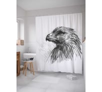 Штора (занавеска) для ванной JoyArty "Облик ястреба" из сатена, 180х200 см с крючками, sc_30099