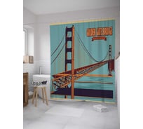 Штора (занавеска) для ванной JoyArty "Мост Золотые ворота" из сатена, 180х200 см с крючками, sc_31423