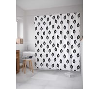 Штора (занавеска) для ванной JoyArty "Монохромные листья" из сатена, 180х200 см с крючками, sc_30133