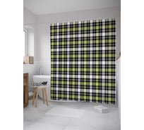 Штора (занавеска) для ванной JoyArty "Шотландка" из сатена, 180х200 см с крючками, sc_31098