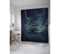 Штора (занавеска) для ванной JoyArty "Грозовой перевал" из сатена, 180х200 см с крючками, sc_31193