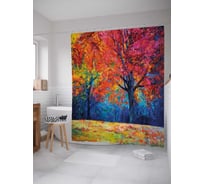 Штора (занавеска) для ванной JoyArty "Красочные деревья" из сатена, 180х200 см с крючками, sc_30180