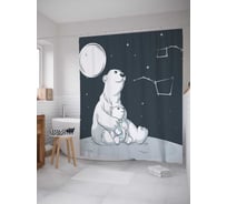 Штора (занавеска) для ванной JoyArty "Полярная медведица и медвежонок" из сатена, 180х200 см с крючками, sc_30156