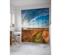 Штора (занавеска) для ванной JoyArty "Просторы полей" из сатена, 180х200 см с крючками, sc_30048