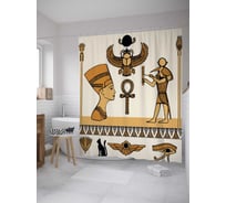Штора (занавеска) для ванной JoyArty "Древний Египет" из сатена, 180х200 см с крючками, sc_31440