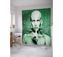 Штора (занавеска) для ванной JoyArty "Девушка молчит" из сатена, 180х200 см с крючками, sc_30202