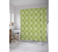 Штора (занавеска) для ванной JoyArty "Квадратное поле" из сатена, 180х200 см с крючками, sc_31078