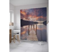 Штора (занавеска) для ванной JoyArty "Пирс и небо" из сатена, 180х200 см с крючками, sc_31165