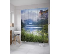 Штора (занавеска) для ванной JoyArty "Туманы в низинах" из сатена, 180х200 см с крючками, sc_31515