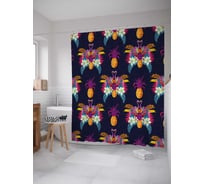 Штора (занавеска) для ванной JoyArty "Тропический узор ананасов" из сатена, 180х200 см с крючками, sc_30151