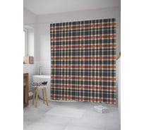 Штора (занавеска) для ванной JoyArty "Потертая клетка" из сатена, 180х200 см с крючками, sc_31129