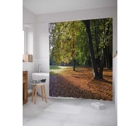 Штора (занавеска) для ванной JoyArty "Утром в парке" из сатена, 180х200 см с крючками, sc_31655