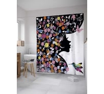 Штора (занавеска) для ванной JoyArty "Колибри" из сатена, 180х200 см с крючками, sc_31636