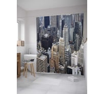 Штора (занавеска) для ванной JoyArty "Небоскребы Нью Йорка" из сатена, 180х200 см с крючками, sc_31452
