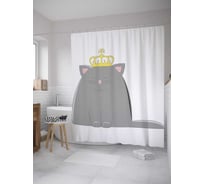 Штора (занавеска) для ванной JoyArty "Королевский котик" из сатена, 180х200 см с крючками, sc_31310