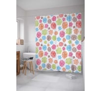 Штора (занавеска) для ванной JoyArty "Яркие цветочные бутоны" из сатена, 180х200 см с крючками, sc_31345