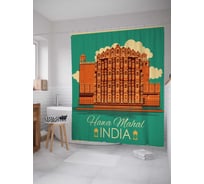 Штора (занавеска) для ванной JoyArty "Идийская достопримечательности" из сатена, 180х200 см с крючками, sc_30239