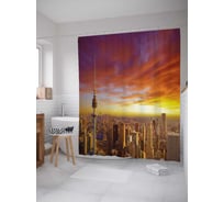 Штора (занавеска) для ванной JoyArty "Панорама Кувейта" из сатена, 180х200 см с крючками, sc_30273