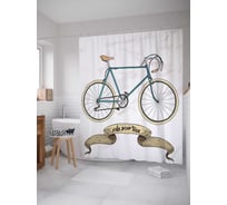 Штора (занавеска) для ванной JoyArty "Винтажный велосипед" из сатена, 180х200 см с крючками, sc_30258