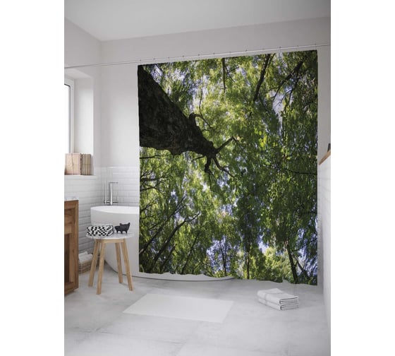 Штора (занавеска) для ванной JoyArty "Борьба за Солнце" из сатена, 180х200 см с крючками, sc_31608 1