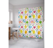 Штора (занавеска) для ванной JoyArty "Радужные цветочки" из сатена, 180х200 см с крючками, sc_30280
