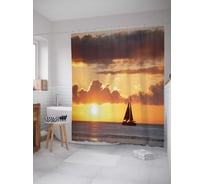 Штора (занавеска) для ванной JoyArty "Закат у моря" из сатена, 180х200 см с крючками, sc_30230