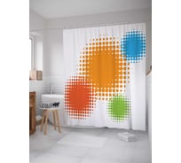 Штора (занавеска) для ванной JoyArty "Разноцветные круги" из сатена, 180х200 см с крючками, sc_30065