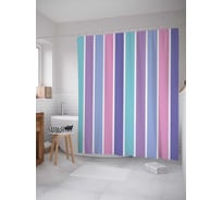 Штора (занавеска) для ванной JoyArty "Цветные линии" из сатена, 180х200 см с крючками, sc_30238