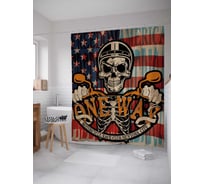 Штора (занавеска) для ванной JoyArty "Флаг пиратов" из сатена, 180х200 см с крючками, sc_30272